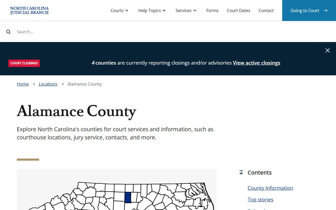 North Carolina Judicial Branch Alamance County court records for booking reports