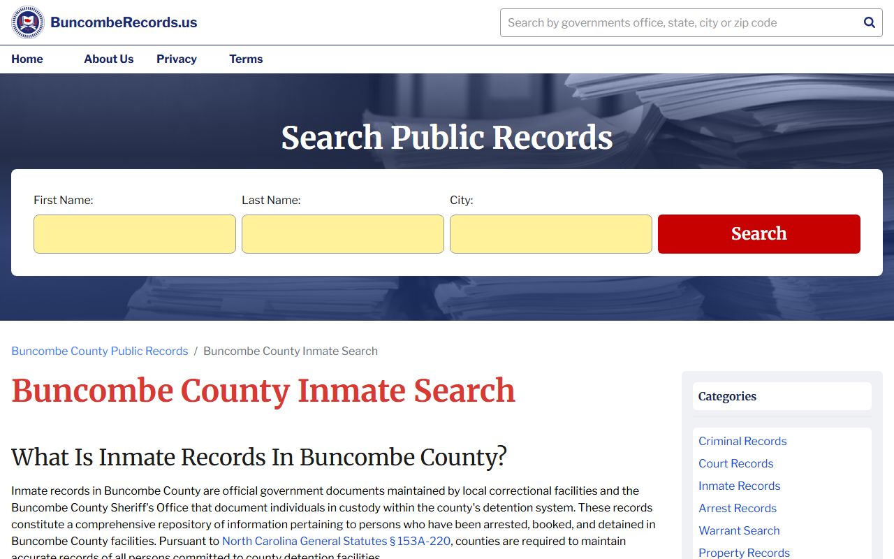 Buncombe County inmate records search for booking reports