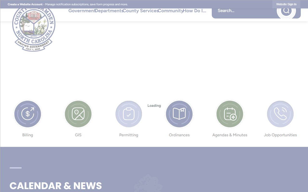Camden County government website for booking reports information